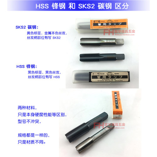 进口日本H.T.D管用美制喉牙丝攻锥度NPT1/8-27 NPS1/4-18 3/8 1/2 - 图1