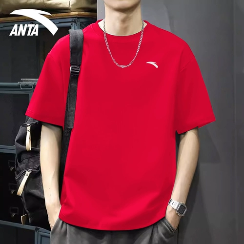 Мужская быстросохнущая спортивная летняя красная цветная футболка, короткий рукав
