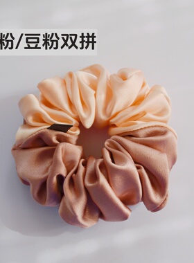 大肠裙边桑蚕丝发圈19姆米+素绉缎香云纱花罗日常头绳手工ins发饰