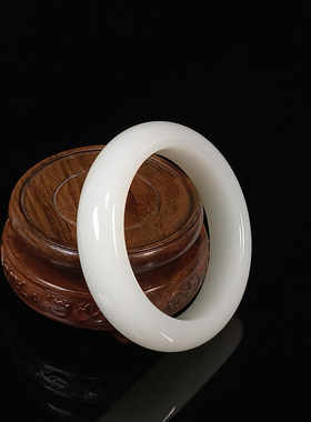 和田玉羊脂白玉手镯（带浅糖平安镯）内径55.2mm 25091700045