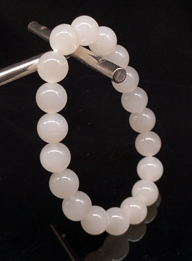 和田玉羊脂白玉手串   尺寸19粒*10±mm  周长约16cm±