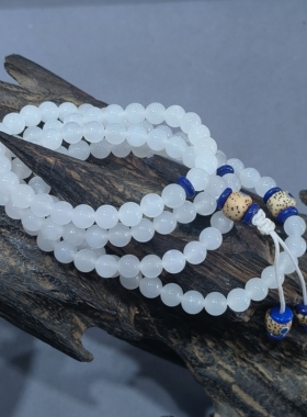 和田玉羊脂白玉108粒项链（菩提款约6mm)   重量约36克