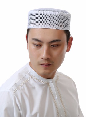 回族帽子男夏季网眼平顶回民帽