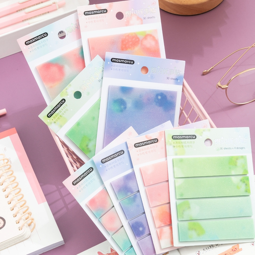 MASMARCU便利贴透明便签纸小学生便签本可撕便签贴有粘性初中生便利签便签高颜值办公笔记贴错题贴扩张优事贴 - 图1