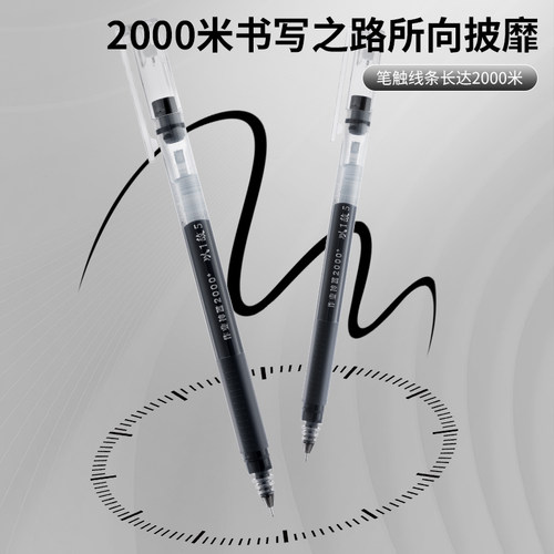 晨光以1抵5大容量中性笔全针管巨能写红蓝黑色水笔大容量一体式办公签字笔学生考试刷题专用走珠笔作业神器 - 图0