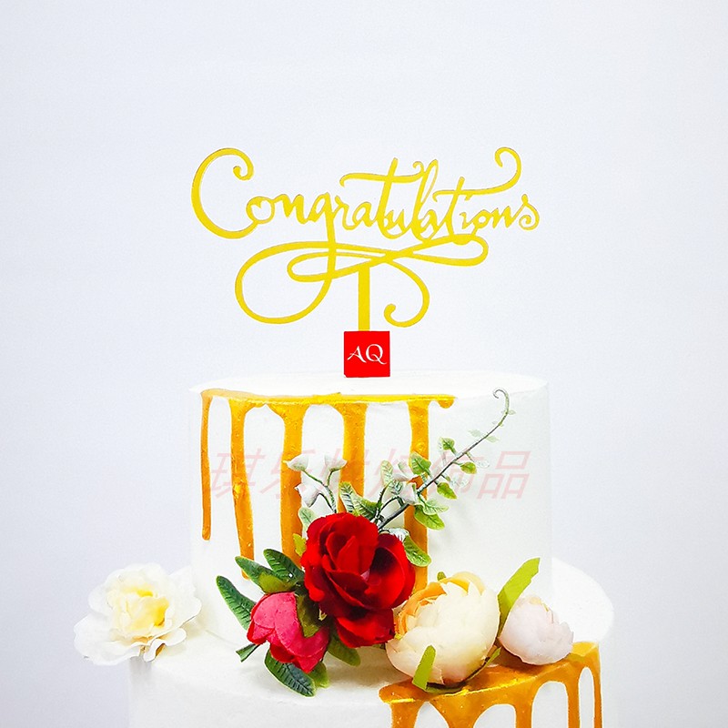 congratulations亚克力蛋糕装饰插牌 毕业季祝贺甜品台烘培插件 - 图1