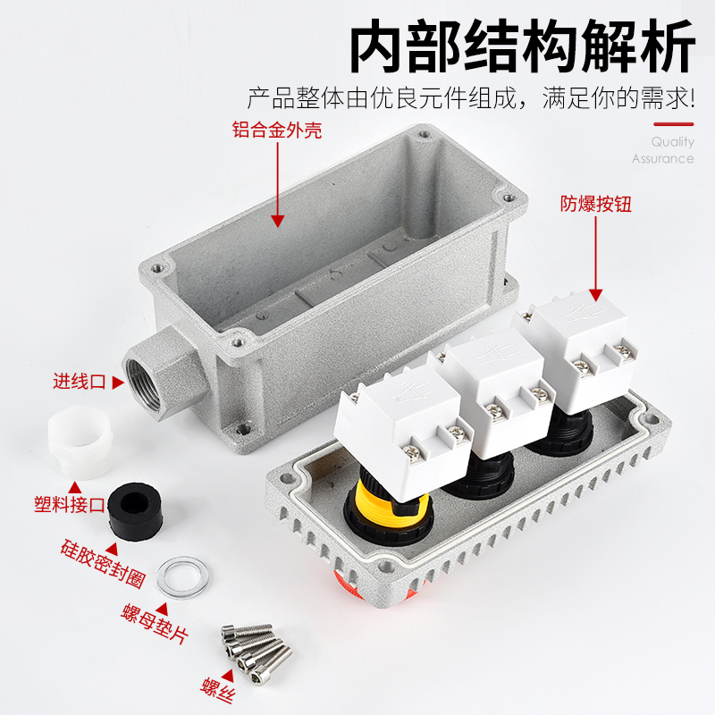 防爆按钮开关LA53-1H 2H 3H 4H急停按钮防爆控制按钮防爆按钮盒 - 图2