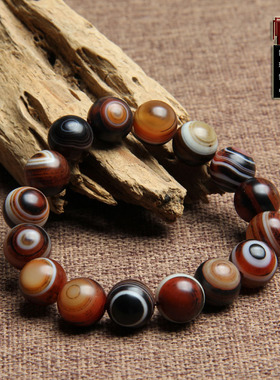 天然缠丝玛瑙天眼圆珠一图一物