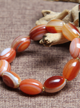 天然红玛瑙天眼缠丝玛瑙手链
