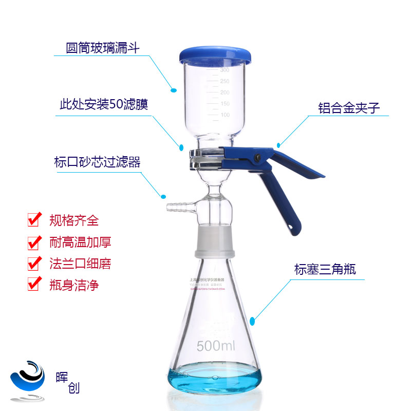 玻璃砂芯过滤器 过滤装置配件 三角烧瓶250 500 1000ML滤头过滤杯 - 图2