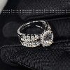 Wrapped in the Galaxy | Exclusively customized D-color simulated diamond dove egg ring set with staggered arm wide silver ring plated with 18k gold