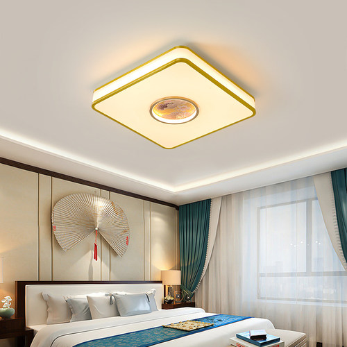 包安装新中式吸顶灯防尘正方形卧室书房餐厅茶室过道中国风禅意灯 - 图0