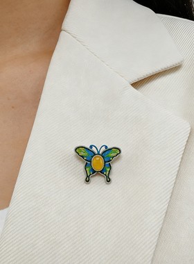 手工编织项链蝴蝶胸针蜡线领扣民族风百搭颈链