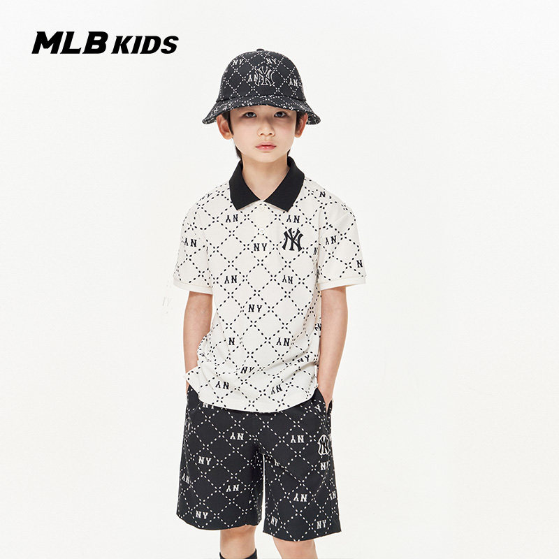 MLB短袖儿童男童女童复古满标翻领POLO衫休闲运动T恤7APQMD133,淘宝优惠券,粉丝福利购,淘宝优惠卷
