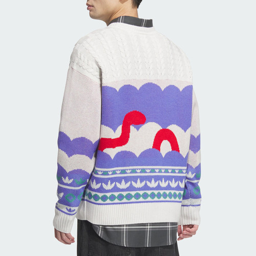 Adidas阿迪达斯三叶草男女款宽松休闲圆领套头毛衣JL8366/JL8367 - 图0