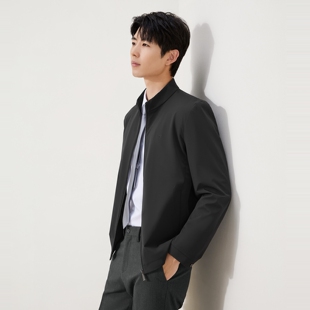 柒牌商务立领茄克提花暗格纹外套