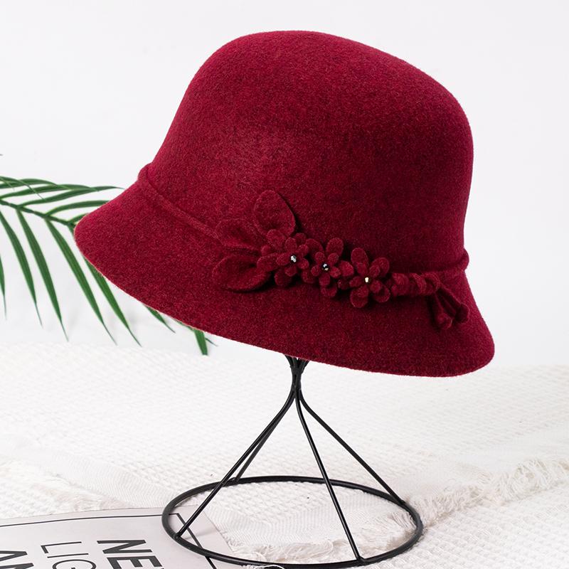 皮卡罗帽子女秋冬季高端保暖百搭气质羊毛可折叠渔夫帽中老年盆帽 - 图3