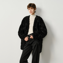 MSBEAST and Janes territory Import Tuscany fur integrated jacket V collar loose lamb fur straw female