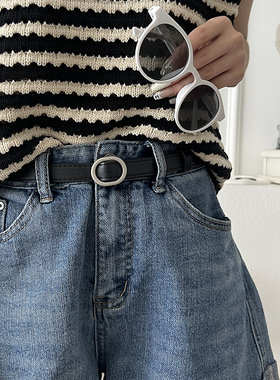 女圆扣pu人造革合金百搭无孔设计