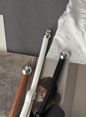女士腰带夏季真皮装饰西装细皮带配连衣裙子收腰黑色简约可调节