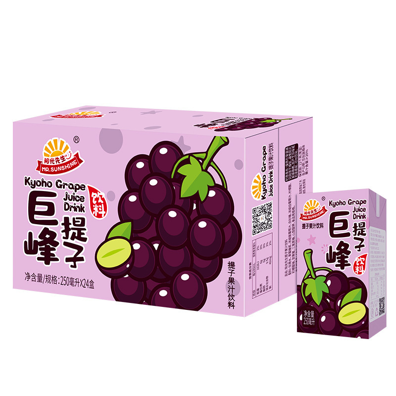 阳光先生果汁饮料250ml*24盒装葡萄汁芒果汁豆奶网红饮品整件