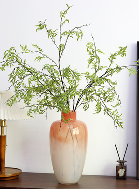 仿真海金沙植物叶子仿真柳枝波斯叶软装花材仿真蕨草软胶蕨叶长杆