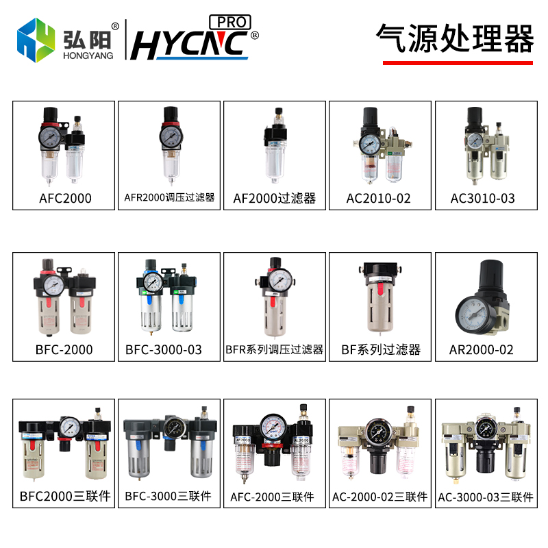 雕刻机气动油水分离器过滤器afc2000二联件气源处理器气泵空压机-图3