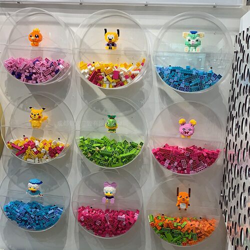 圆形家用挂墙透明亚克力积木模型展示盒架手办玩具透明收纳盒防尘 - 图1