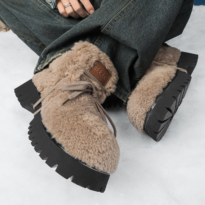 小众设计感毛绒雪地靴男冬季加绒加厚保暖防寒厚底增高东北大棉鞋,淘宝优惠券,粉丝福利购,淘宝优惠卷