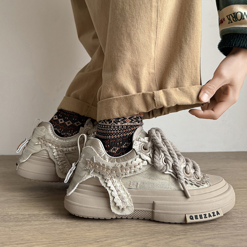 小众设计感厚底5cm隐形增高板鞋男女情侣款透气休闲鞋百搭帆布鞋,淘宝优惠券,粉丝福利购,淘宝优惠卷