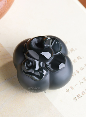 柿柿如意手把件真品新疆和田玉