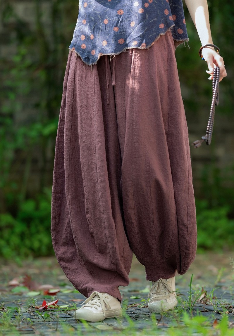 秋冬做旧棉麻瑜伽裤文艺复古宽松砂洗南瓜裤女休闲禅意打坐灯笼裤,淘宝优惠券,粉丝福利购,淘宝优惠卷