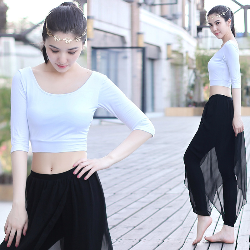 菩媞春夏白瑜伽服套装飘逸舞蹈练功服形体健身