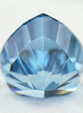 心形冰花切蓝色锆石裸石 人工合成宝石碎冰切爆闪钻 项链镶嵌用