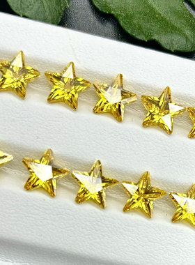 3~10mm立方氧化锆石金黄五角星形裸石 人造宝石仿钻星星形状合成