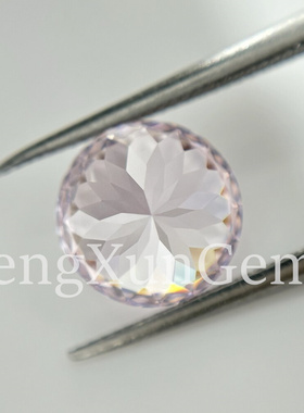 立方氧化锆石5A星空切圆形浅粉色鸟巢切戒指美甲镶嵌耳钉裸石爆闪