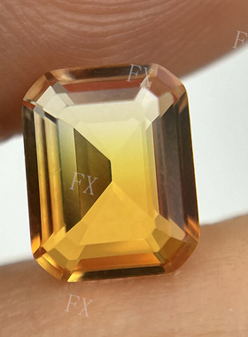 长方形倒角合成仿西瓜碧玺玻璃裸石 橙黄渐变戒托石首饰主石BX24