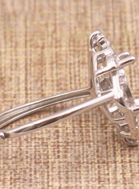 蛋形925银戴妃款戒指空托围锆代裸石镶嵌18k金多规格戒指空托活口