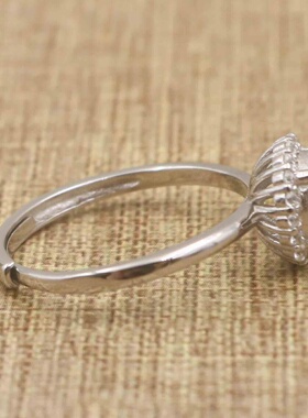 圆形925银戴妃款戒指空托围锆代裸石镶嵌18k金多规格戒指空托活口