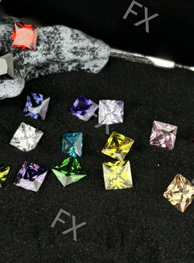 彩色公主方混色裸石锆石