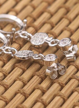 蛋形925银戴妃款耳坠空托围锆代裸石镶嵌18k金多规格耳坠首饰空托