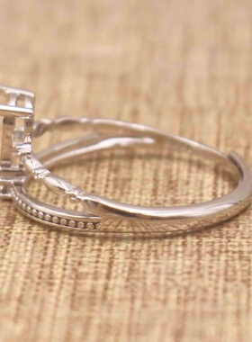 梨形925银戴妃款戒指空托围锆代裸石镶嵌18k金多规格戒指空托活口