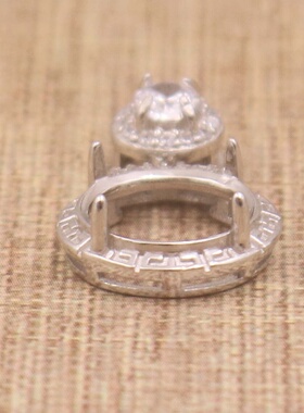 圆形925银戴妃款吊坠空托围锆代裸石镶嵌18k金 多规格首饰空托