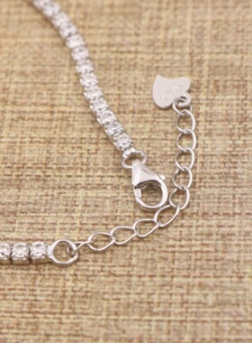 蛋形925银戴妃款手链空托围锆代裸石镶嵌18k金多规格首饰手链空托