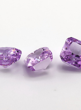 正方倒角冰花切紫兰锆石裸石人造高碳钻首饰吊坠镶嵌用主石爆闪