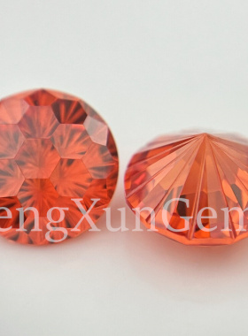 高碳钻 中国红烟花切圆形锆石珠宝级6~10mm爆闪裸石耳钉戒指DIY