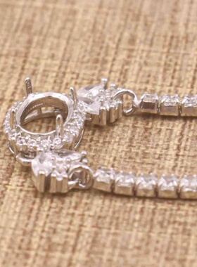 蛋形925银戴妃款手链空托围锆代裸石镶嵌18k金多规格首饰手链空托