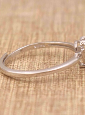 梨形925银戴妃款戒指空托围锆代裸石镶嵌18k金多规格戒指空托活口