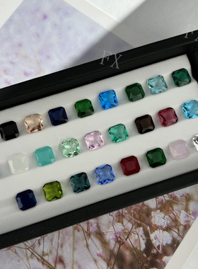 正方倒角车花玻璃多色组合 梧州人造玻璃小八角尖底刻面裸石diy