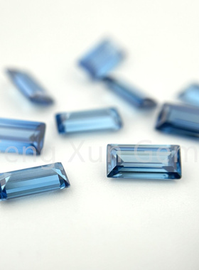 长方形直角车平皇家蓝色锆石裸石 合成蓝色宝石微镶嵌美甲手表钻